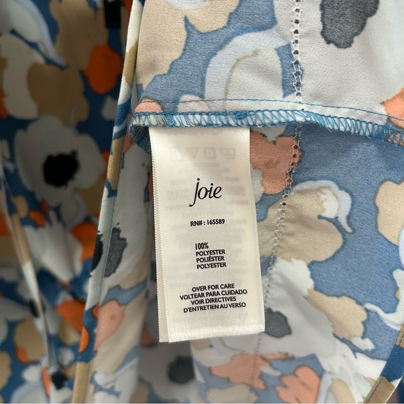 JOIE Floral Fields Blue and Orange Peasant Blouse Medium - Picture 8 of 8